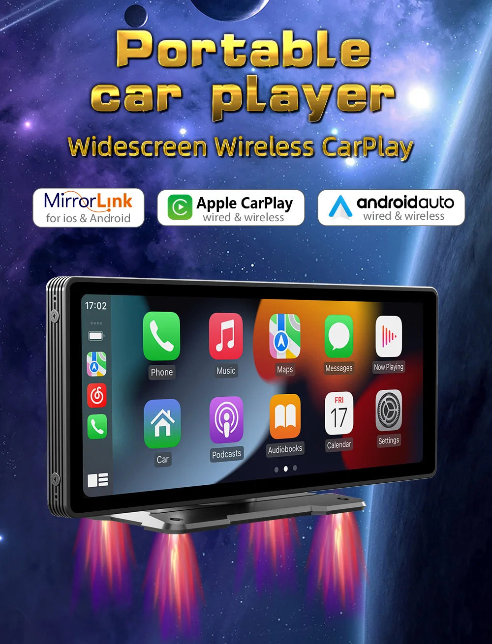 Ekran BQCC 10.26 Carplay - Portable Wireless Screen HD Rear Camera Car Radio DVR MP5 Android Auto