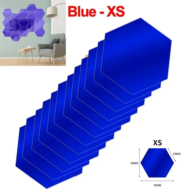 Naklejki Lustrzane Heksagon Akryl - Złote Srebrne Mozaika Samoprzylepne DIY