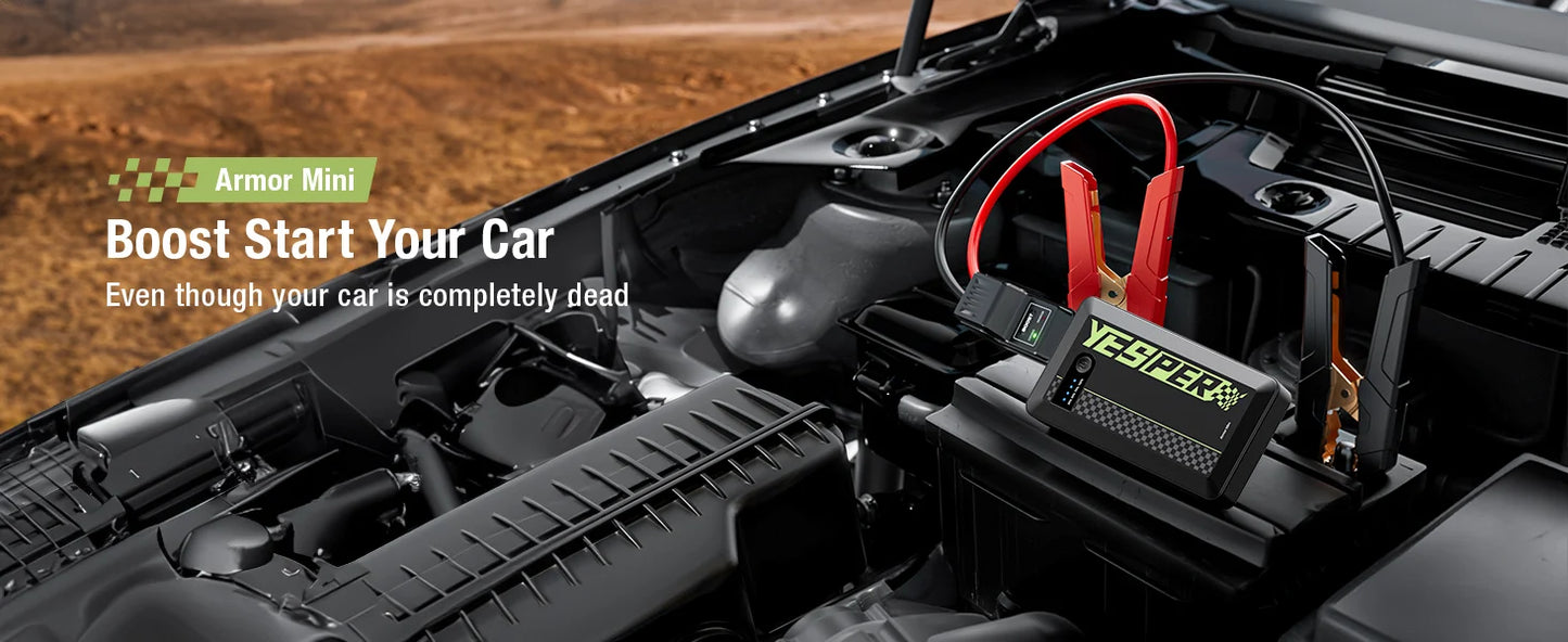 YESPER Rozrusznik Samochodowy 1200A - Mini Przenośny Booster do Uruchamiania Auta