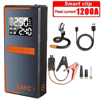 Rozrusznik Samochodowy EAFC 4w1 1200A - Jump Starter + Kompresor 150PSI