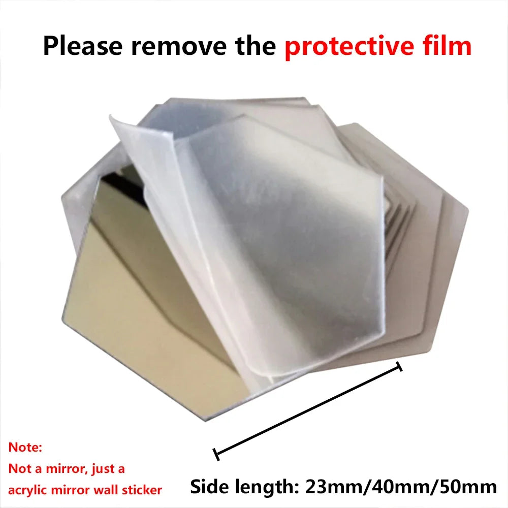 Naklejki Lustrzane Heksagon 6/12szt 3D - Akrylowe Samoprzylepne Dekoracje Ścienne