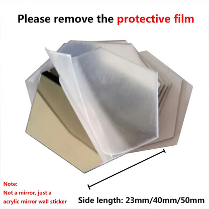 Naklejki Lustrzane Heksagon 6/12szt 3D - Akrylowe Samoprzylepne Dekoracje Ścienne