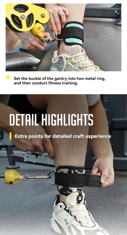 AOLIKES Cable Ankle Straps Double D-Ring Ankle Cuffs For Gym Workouts Glutes Legs Strength Training Brace Support Sport Safety