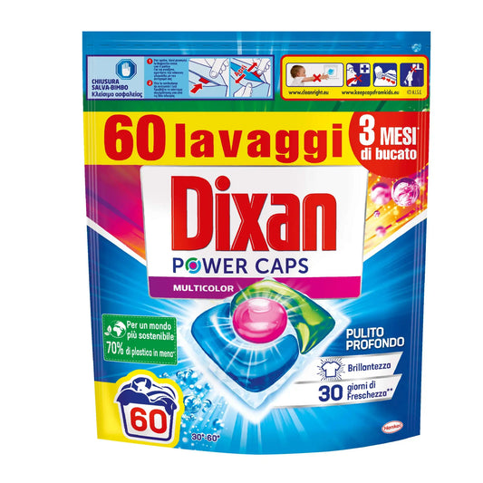 Dixan PowerCaps Multicolor, Washing Machine Detergent Capsules, Ideal for Colored Clothing, 60 washes-900g