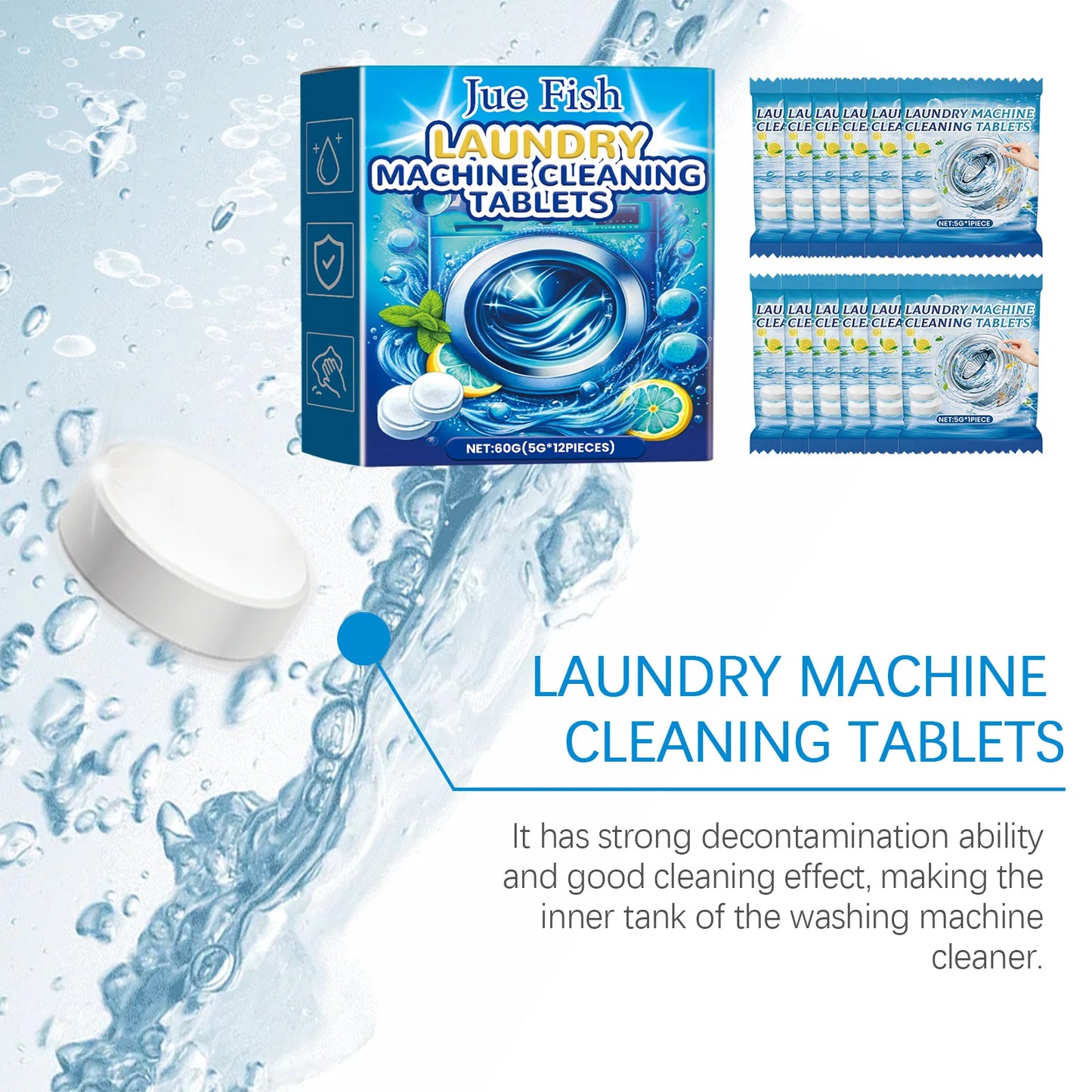 Washing Machine Cleaner Tablet Washer Deep Cleaning Tank Effervescent Descaling Machine Odor Removal Laundry Machine Clean Agent