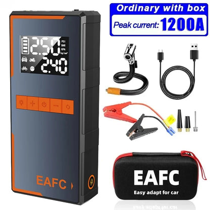 Rozrusznik Samochodowy EAFC 4w1 1200A - Jump Starter + Kompresor 150PSI
