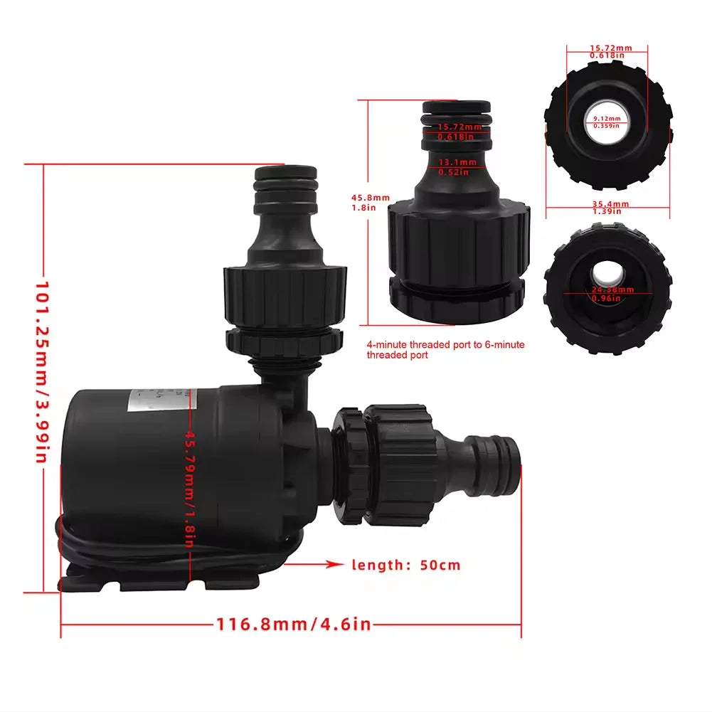 Water Pump High Pressure Ultra Quiet Solar DC12V/ 24V Lift 5M 800L/H Brushless Motor Submersible Water Pumps Quick Break Joint