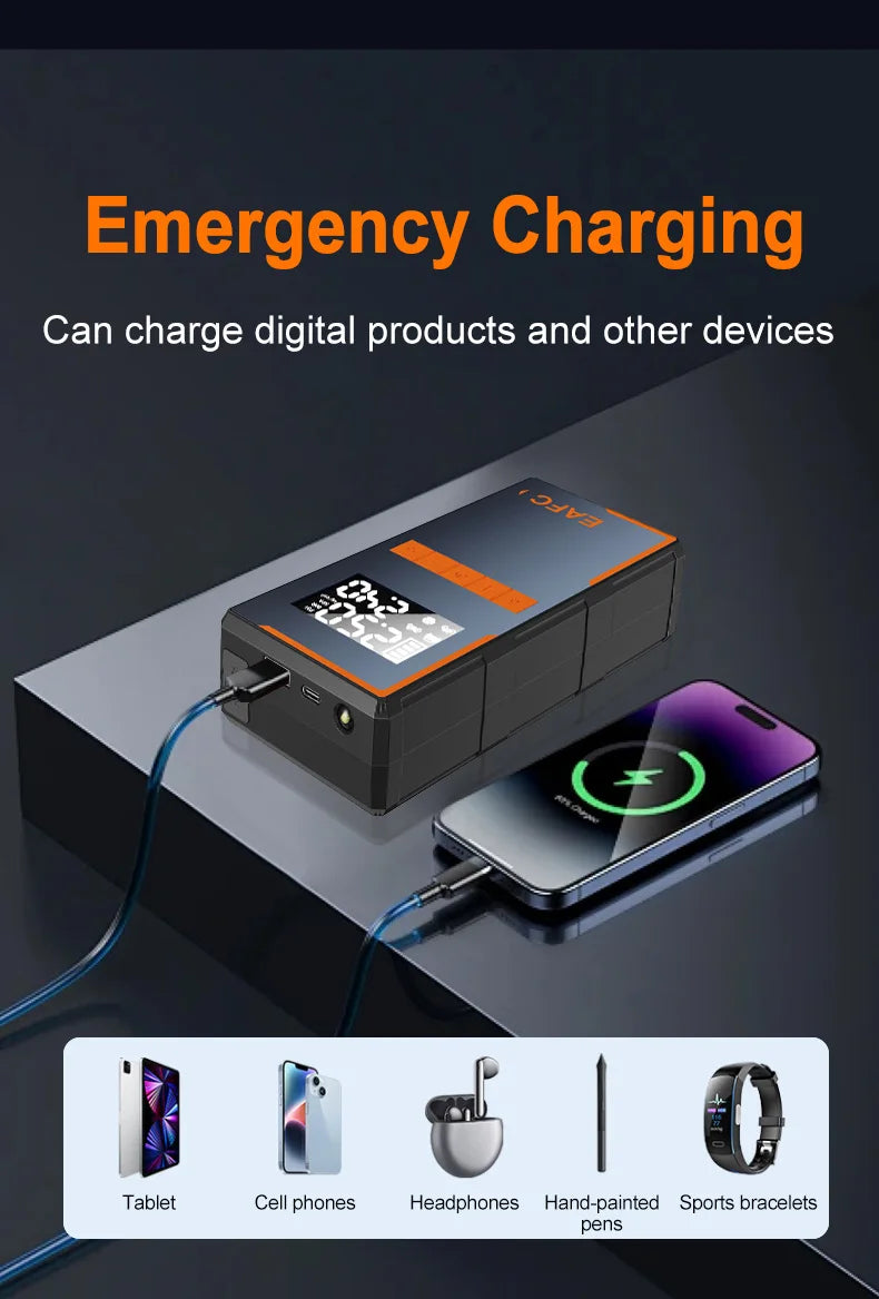Rozrusznik Samochodowy EAFC 4w1 1200A - Jump Starter + Kompresor 150PSI