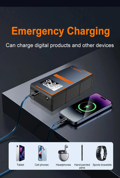 Rozrusznik Samochodowy EAFC 4w1 1200A - Jump Starter + Kompresor 150PSI