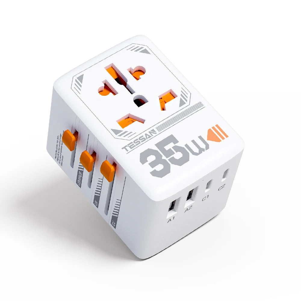 Adapter Podróżny TESSAN 140W GaN - Uniwersalny EU/UK/US/AUS + 4x USB