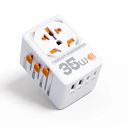 Adapter Podróżny TESSAN 140W GaN - Uniwersalny EU/UK/US/AUS + 4x USB