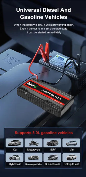 Rozrusznik Samochodowy EAFC 600A-2000A - Jump Starter Powerbank 12V Booster