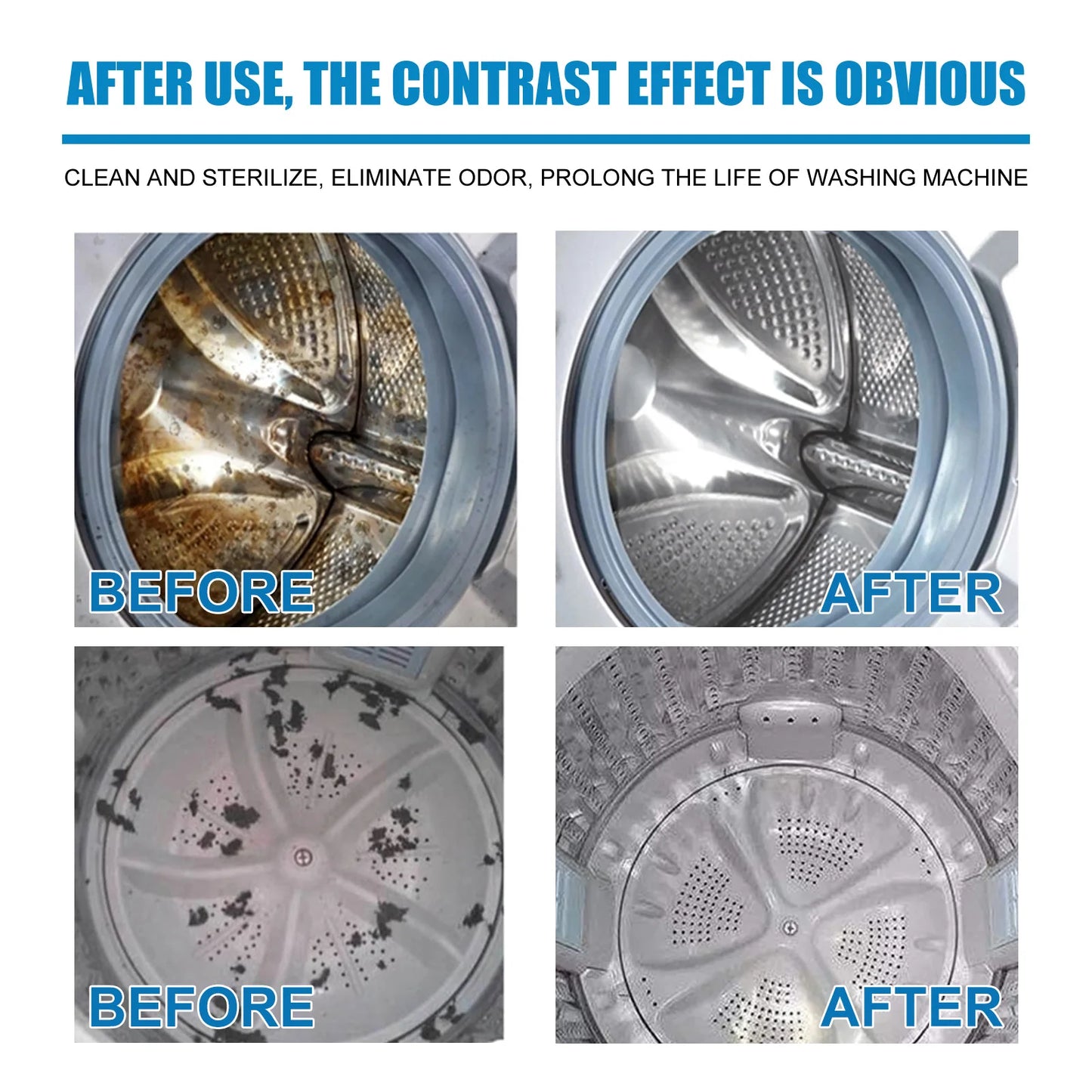 5g Washing Machine Cleaner Tablets, Effervescent Deep Cleaning & Deodorizing for Front/Top Load Washers, Removes Dirt & Odors