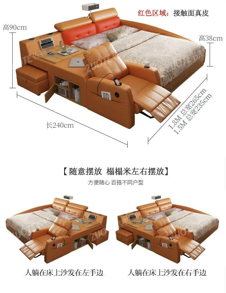 Łóżko Tatami z Projektorem 150/180x200cm - Elektryczne Smart Bed Space Capsule