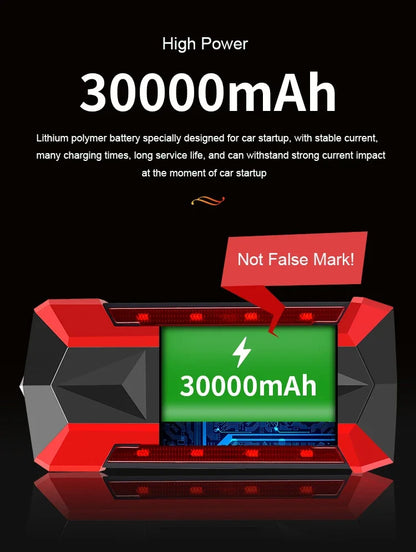 Rozrusznik 30000mAh Przenośny - Jump Starter 12V Benzyna Diesel Powerbank Awaryjny