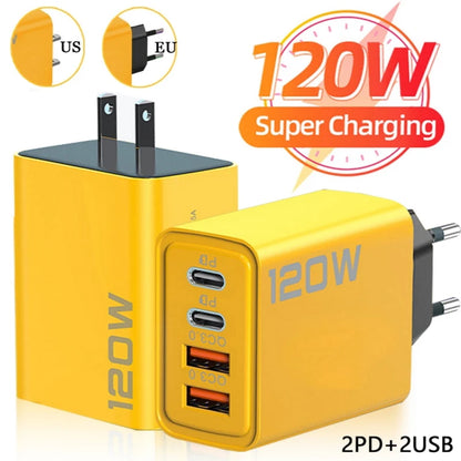 Ładowarka 4 Porty USB-C PD QC3.0 - Podróżna Szybka iPhone Samsung EU/US