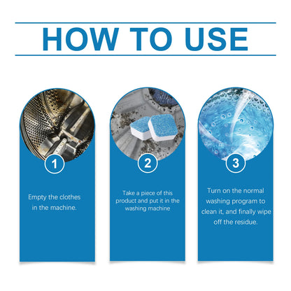 12pcs Washing Machine Cleaner Tablets, Deep Clean & Deodorize for Front/Top Load Washers, Removes Limescale & Residue