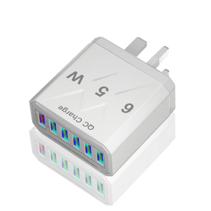 Ładowarka Sieciowa 65W 6 Portów USB - Stacja Ładowania QC3.0