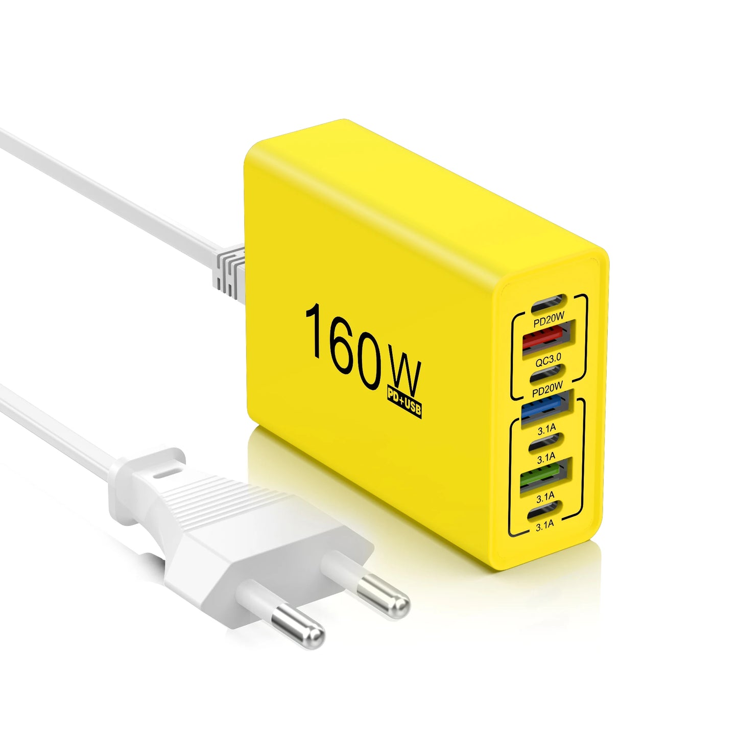 Ładowarka Sieciowa 160W USB-C - Szybkie Ładowanie 7 Portów