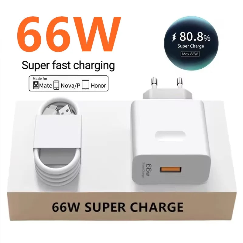 Ładowarka Huawei 66W Super Fast Charger - Type C Kabel 6A dla Mate 40 50 60 P50 P60 Nova Honor