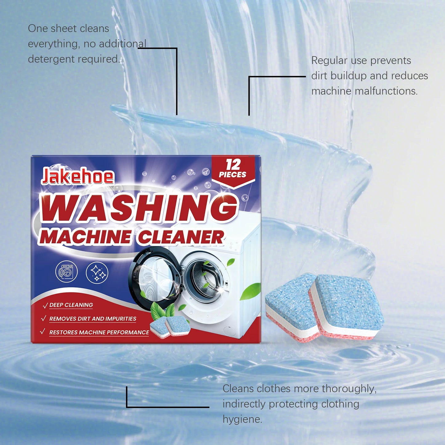 Washing Machine Cleaner Tablets Deep Dissolve Stubborn Dirt Remove Odor Inhibit Bacterial Growth Powerful Mildew Remover Cleaner
