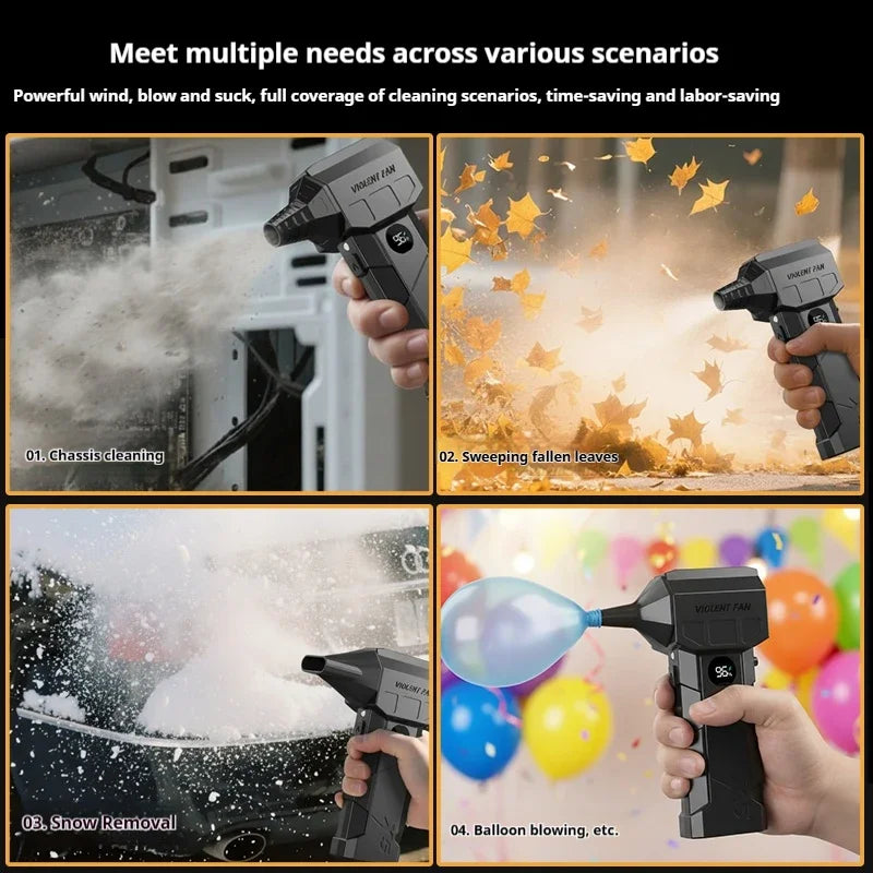 Dmuchawa 990000RPM Turbo - Powerful Air Blower Brushless Motor 198km/h Display Vacuum Kit