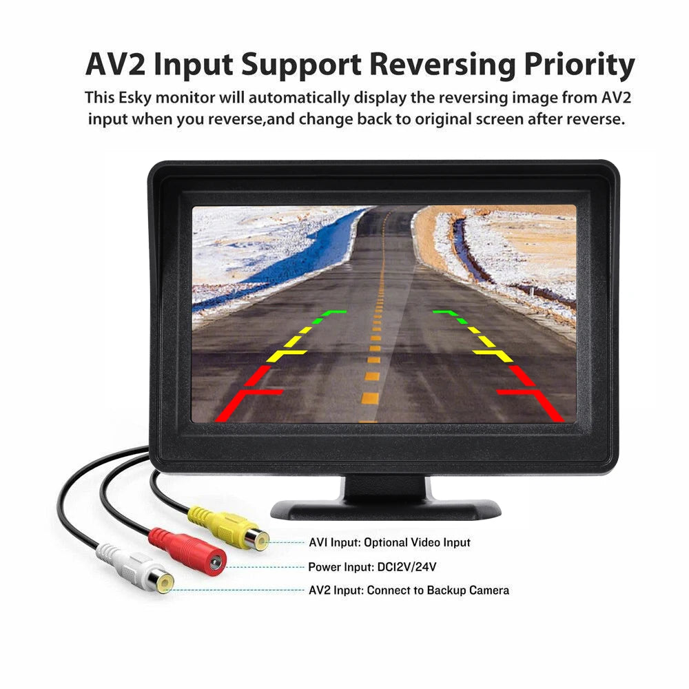 Kamera Cofania Samochodowa z Monitorem 4.3 Cala - System Parkowania HD 170° Wodoodporna IP68