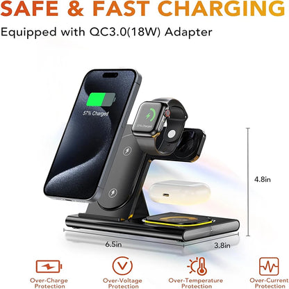 Ładowarka Bezprzewodowa 300W 3w1 Składana - iPhone 16/15/14 Samsung Watch AirPods