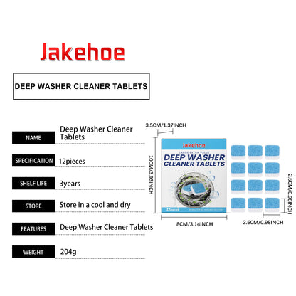 12pcs Washing Machine Cleaner Tablets, Deep Clean & Deodorize for Front/Top Load Washers, Removes Limescale & Residue