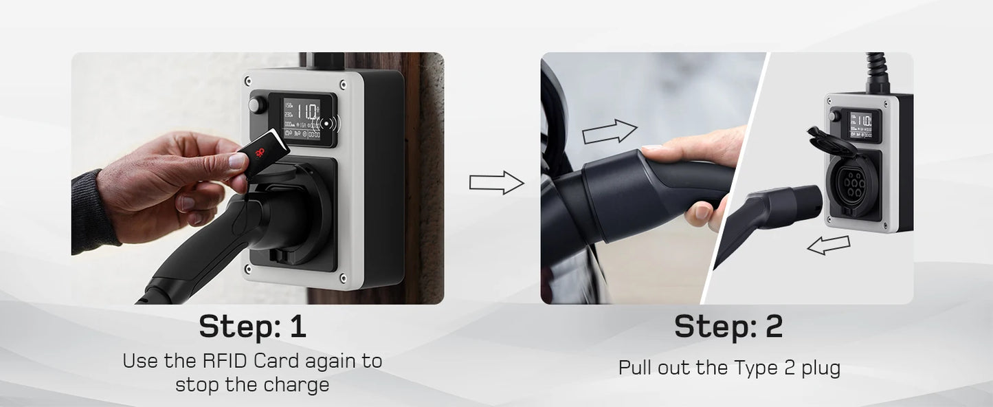 Wallbox Mobilny 11kW/22kW CEE Type 2 - Ładowarka EV 16A/32A 3-Fazy RFID WiFi