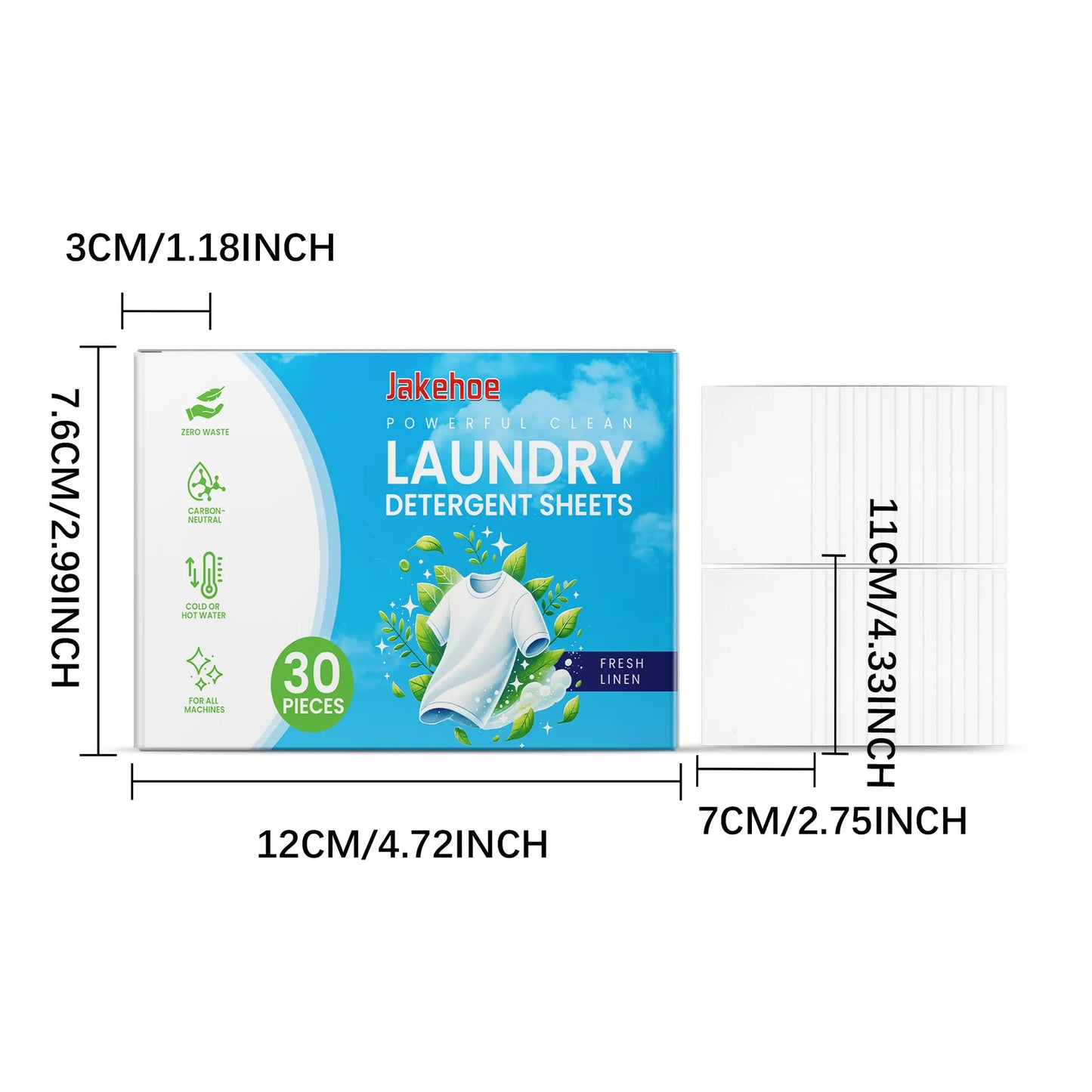 30PCS Laundry Detergent Sheets - Remove Stubborn Stains & Odors - Dissolve Completely - Safe for All Fabrics Including Delicates