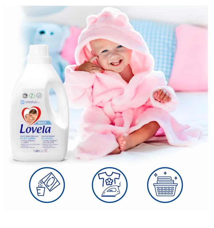 LOVELA Baby Milk White 1.45L - Płyn do Prania dla Dzieci 16 Prań Hipoalergiczny