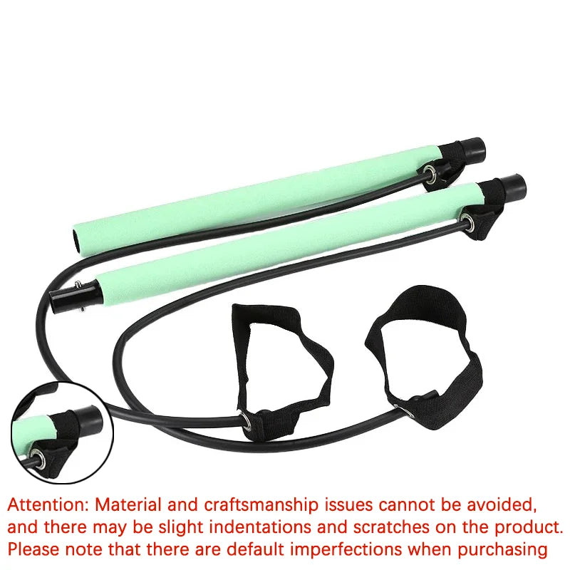 Multifunctional Pilates Bar Combination Fitness Bar Yoga Chest Expansion Tension Rope Back Trainer Elastic Rope Stretching Belt