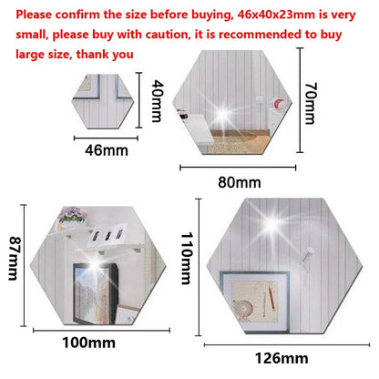 Naklejki Lustrzane 3D Heksagon - Samoprzylepne Akrylowe Dekoracje Ścienne DIY