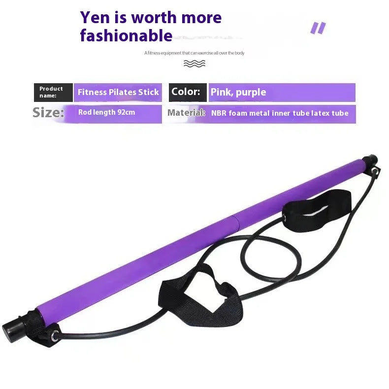 Drążek Pilates - Regulowany Drążek Fitness z Gumami | Trening Domowy