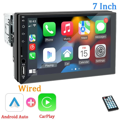 Radio Samochodowe 1 Din Carplay Android Auto - 7'' Touch Screen FM Bluetooth MirrorLink