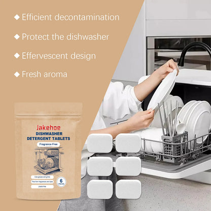 6PCS Dishwasher Cleaning Tablets - Deep Clean & Deodorize - Remove Grease & Limescale - Safe for All Dishwasher Brands