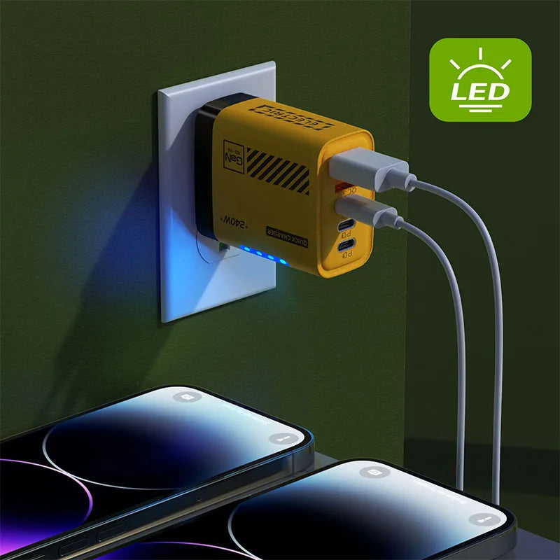 Ładowarka 240W GaN 5 Portów USB Type-C - Xiaomi iPhone Huawei Samsung Laptop