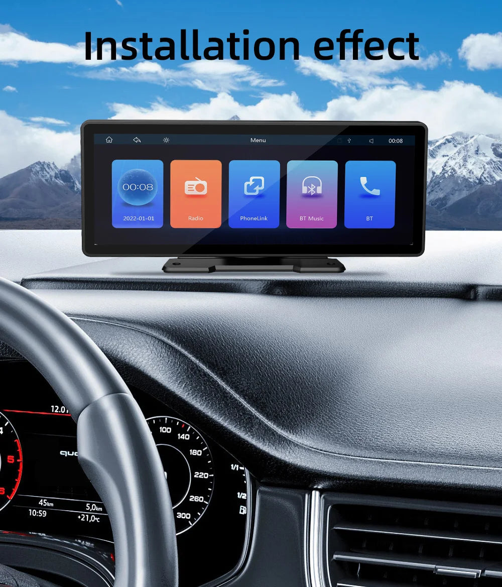 Ekran BQCC 10.26 Carplay - Portable Wireless Screen HD Rear Camera Car Radio DVR MP5 Android Auto