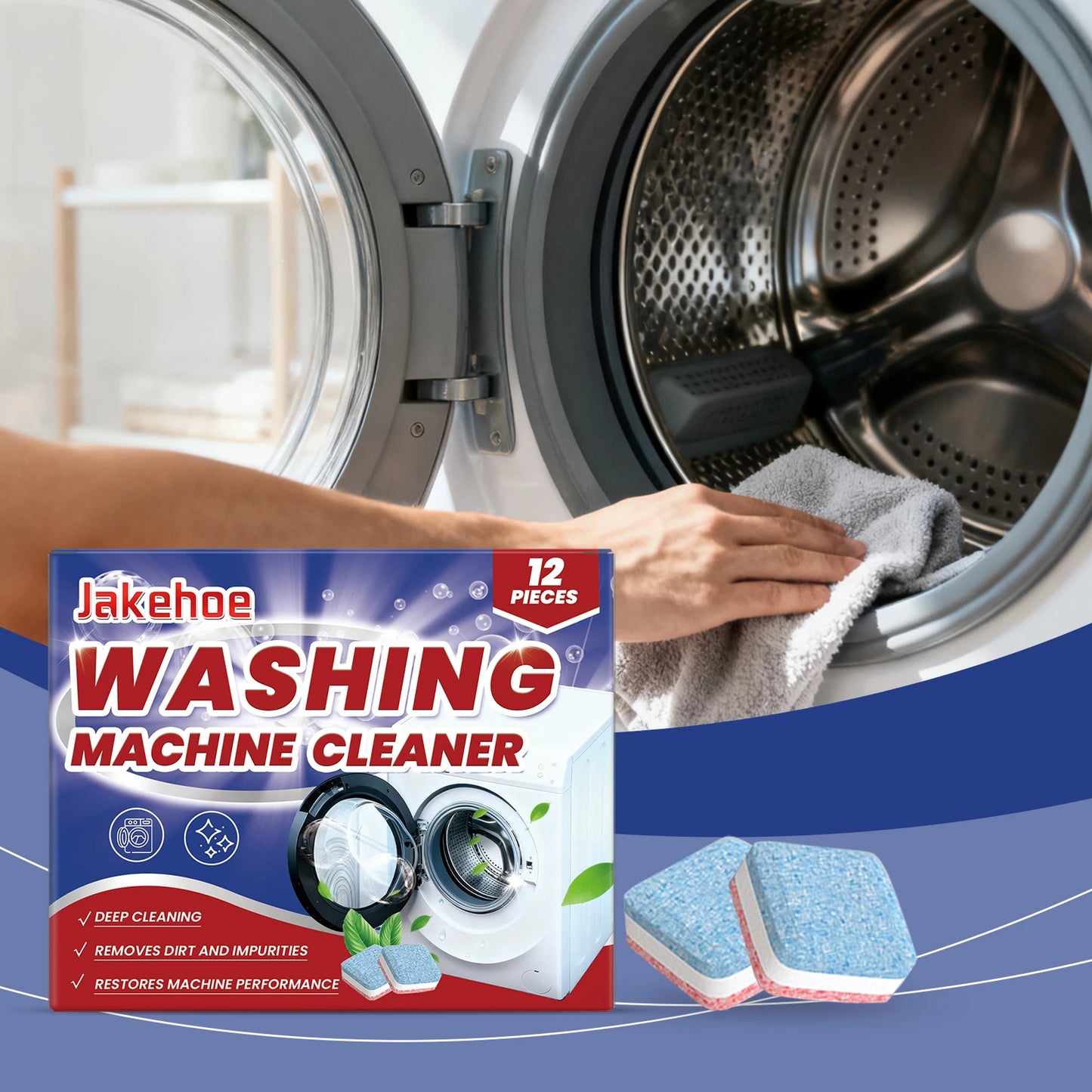 Washing Machine Cleaner Tablets Deep Dissolve Stubborn Dirt Remove Odor Inhibit Bacterial Growth Powerful Mildew Remover Cleaner