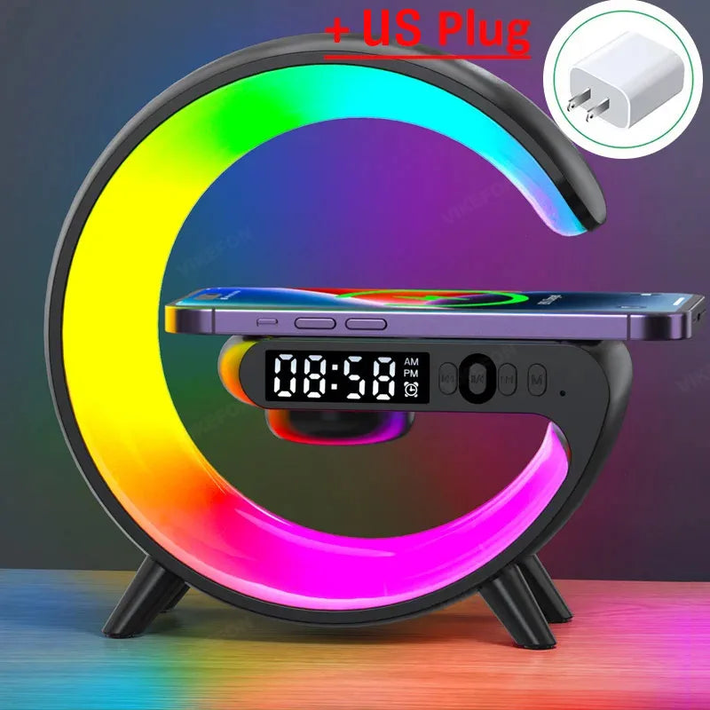 Ładowarka Bezprzewodowa Wielofunkcyjna RGB - Budzik Głośnik iPhone Samsung Xiaomi