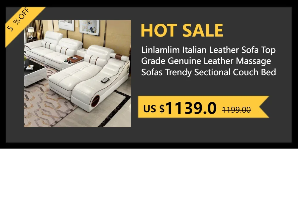 Sofa Narożna MANBAS ze Skóry Włoskiej - USB Bluetooth LED Schowek