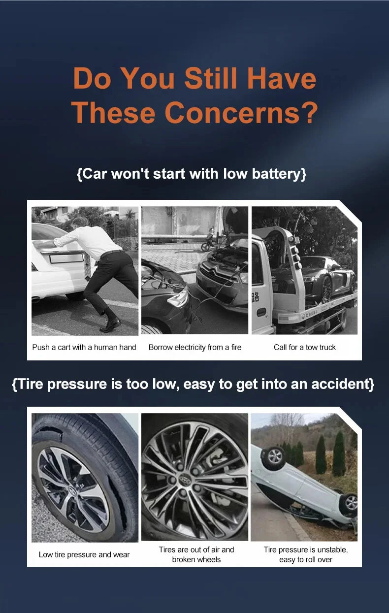 Rozrusznik Samochodowy 4w1 12V - Jump Starter + Kompresor + Powerbank