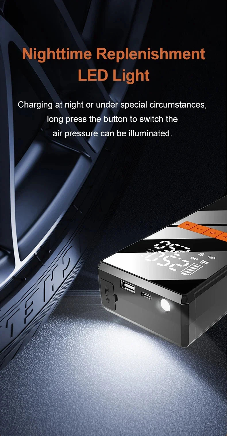 Rozrusznik Samochodowy 4w1 12V - Jump Starter + Kompresor + Powerbank