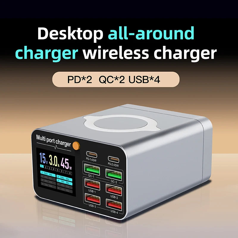 Ładowarka 80W/120W 8 Portów USB Type-C Wireless PD QC3.0 - Stacja Ładująca