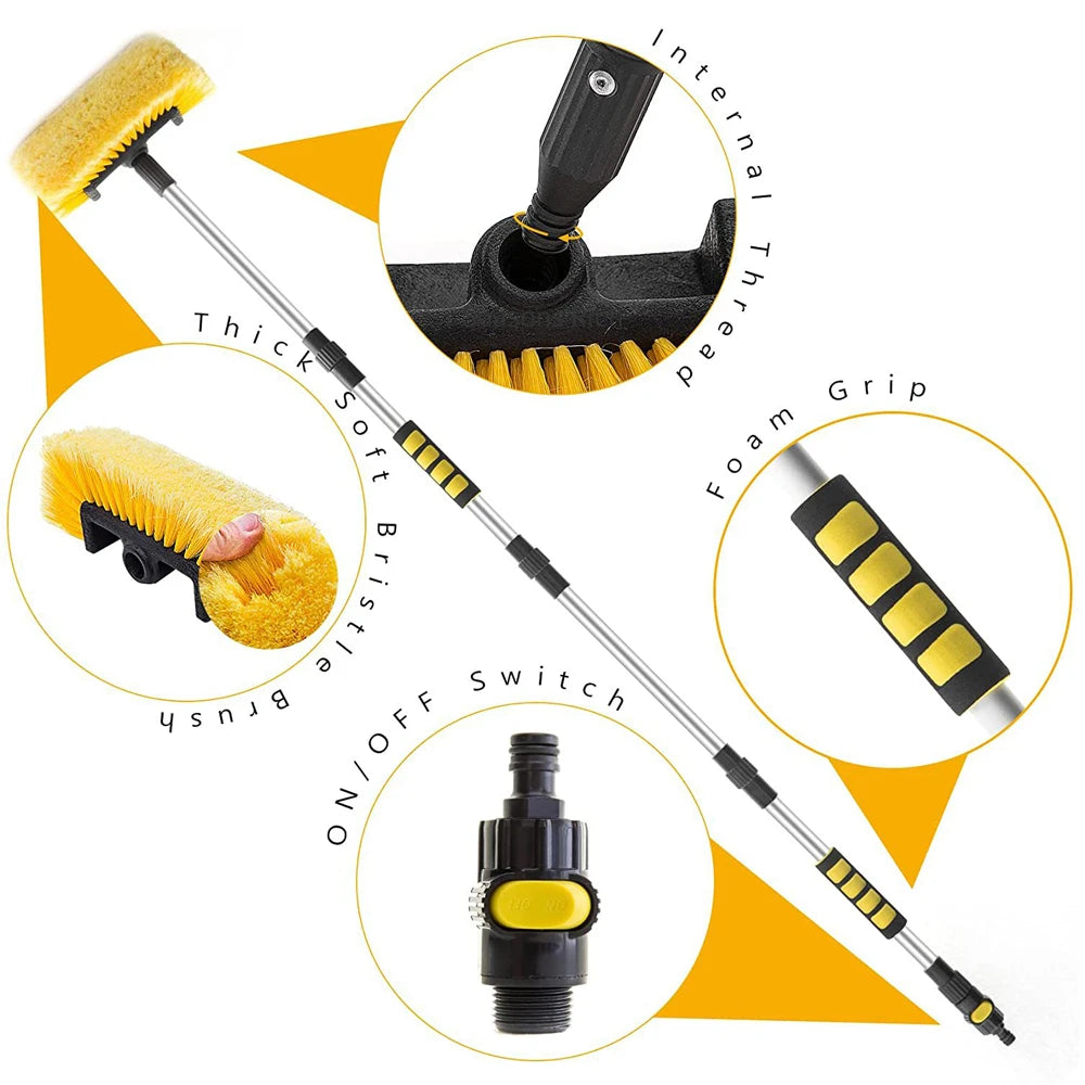 Szczotka Myjąca Assemblable - Car Wash Brush Long Rod Connectable Water Pipe Spray Soft Window Wipe