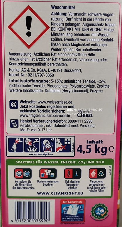 Weiser Riese Powder for Washing Colored Cloth Clothes 4.5 kg German