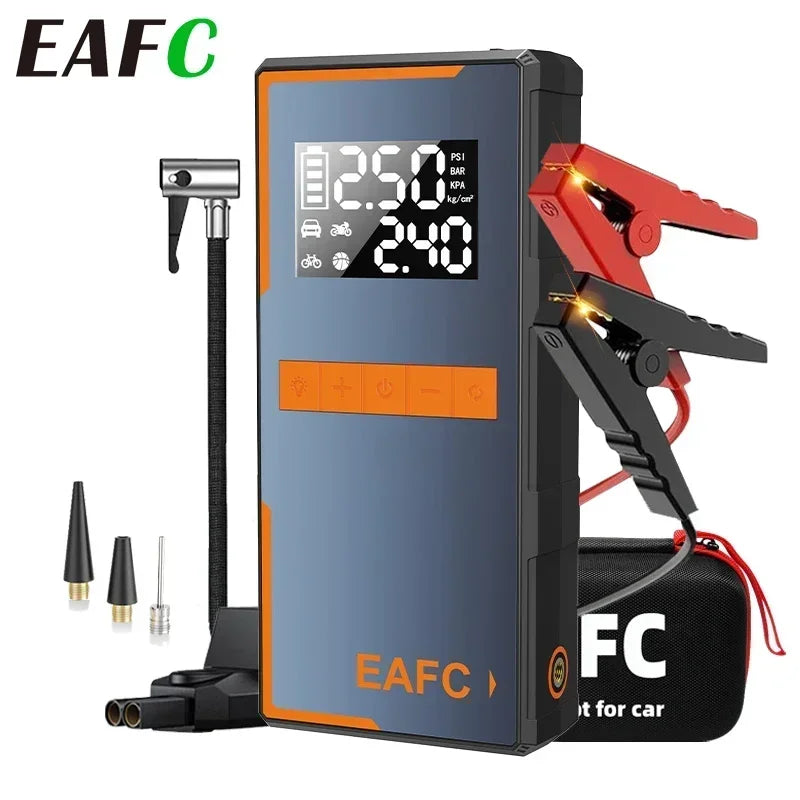 Rozrusznik Samochodowy EAFC 4w1 1200A - Jump Starter + Kompresor 150PSI