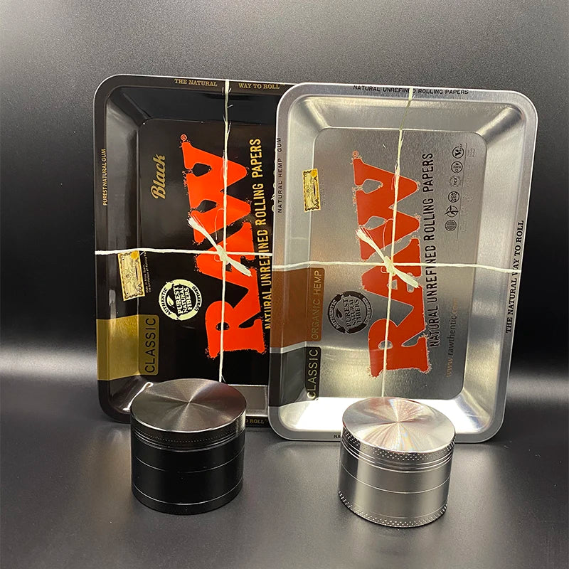 Grinder ze Stopu Cynku 40/50mm z Metalową Tacką Rolling Tray - Zestaw