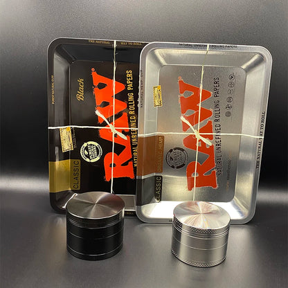 Grinder ze Stopu Cynku 40/50mm z Metalową Tacką Rolling Tray - Zestaw